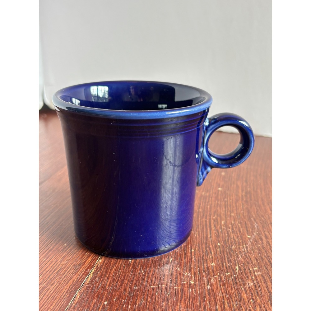 Fiesta HLC USA Cobalt Blue Ring Handle Mug Coffee Cup Art Deco Navy Ceramic
